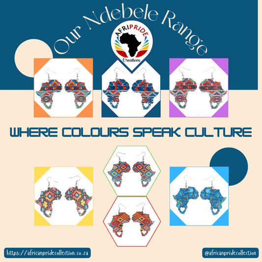 Africa Map Earrings - Ndebele Fabric-Inspired - African Pride Collection