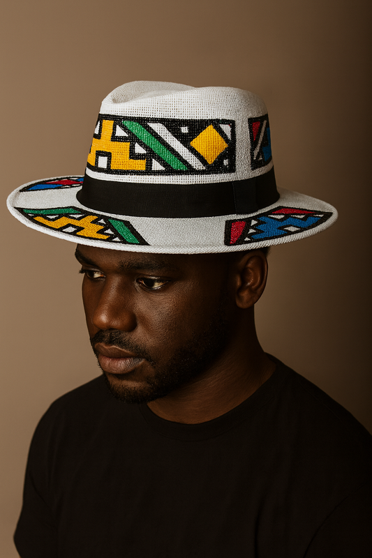 Panama Unisex Hat painted IsiNdebele Designs