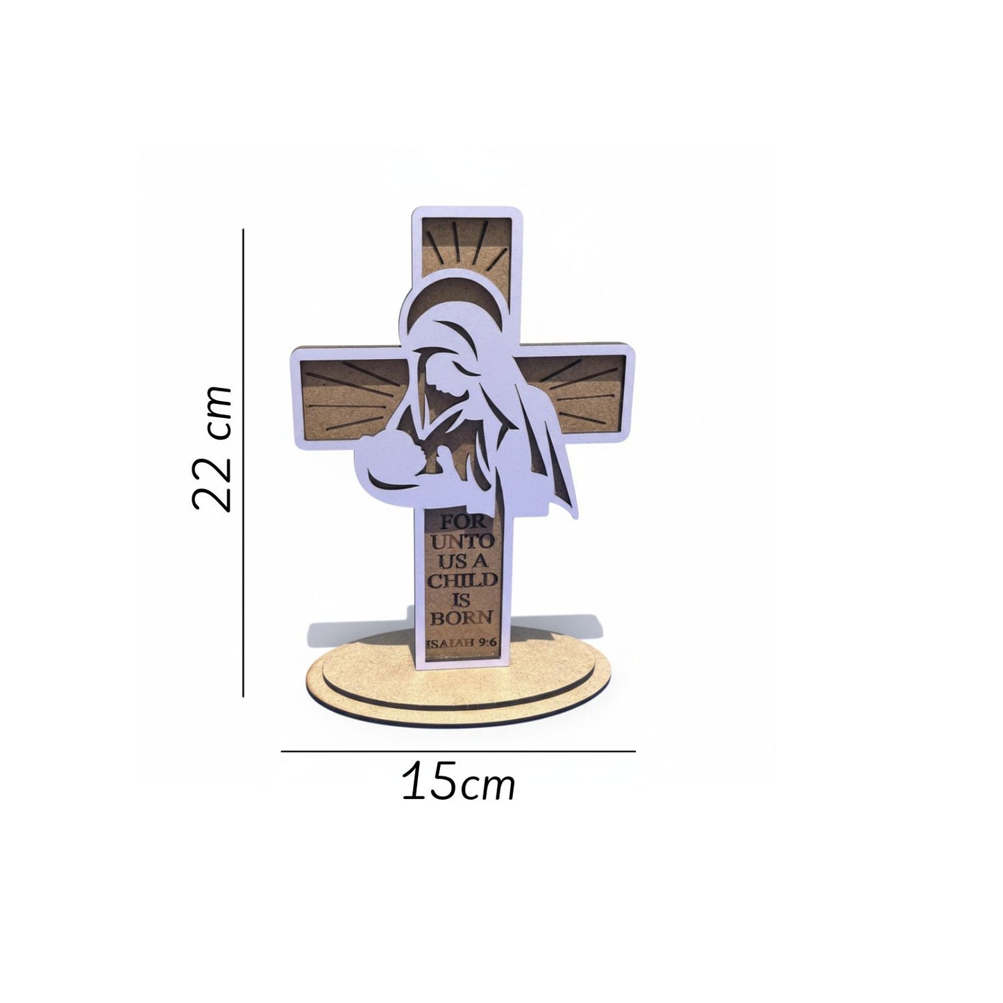Wooden Christian Cross with Mother Mary Figure