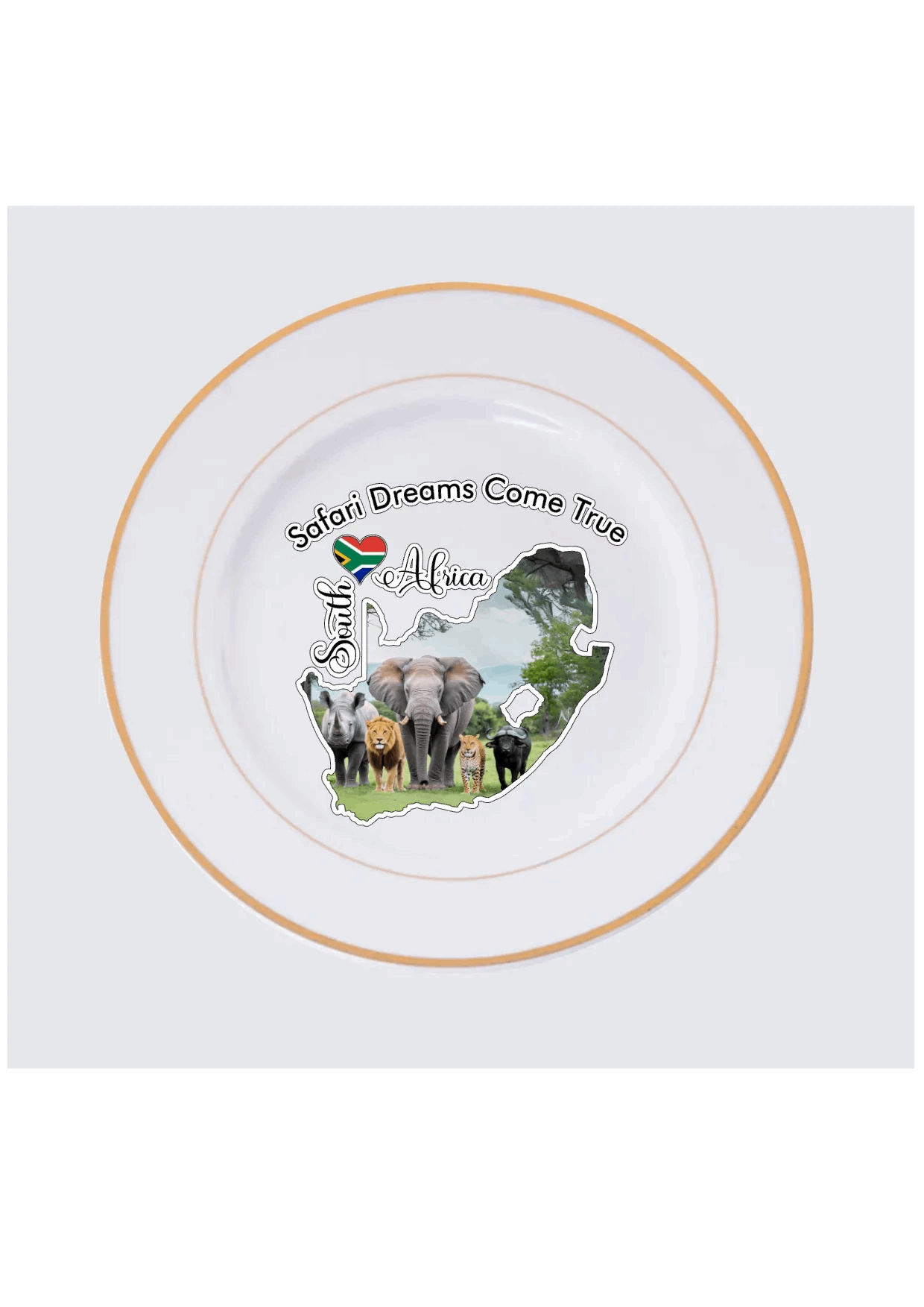 Ceramic Plate with Gold Rim - African Pride Collection