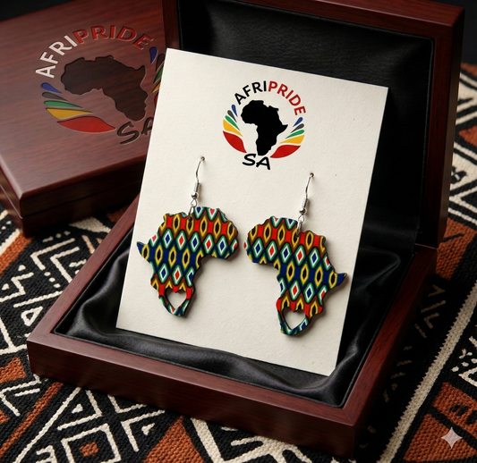 South African Flag-Inspired Africa Map Earrings
