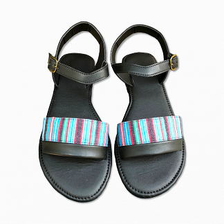 African fabric-inspired Striped Canvas Casual Sandals