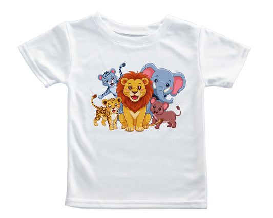 Kids T-Shirt with Cartoon Animals Print – Multiple Colours