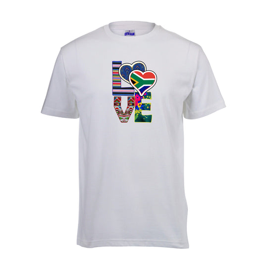 Love - South Africa Flag & African Fabric-Inspired T-Shirt