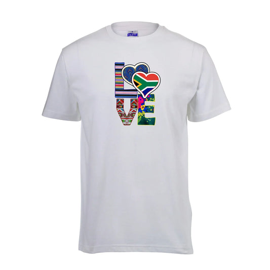 Love - South Africa Flag & African Fabric-Inspired T-Shirt - African Pride Collection