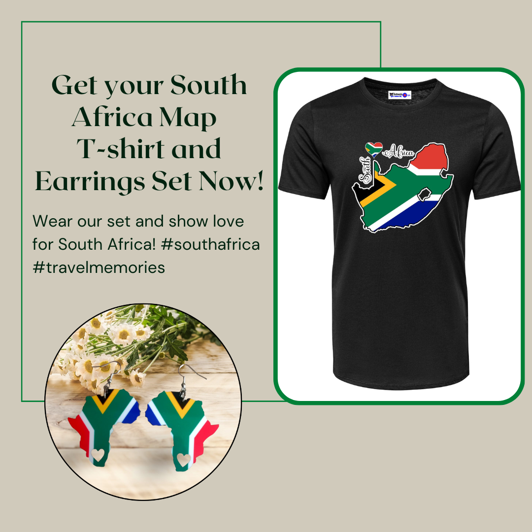 Africa Map Earrings - South African Flag-Inspired