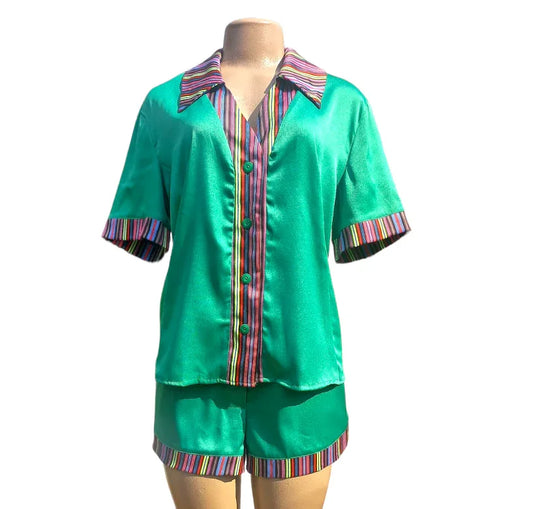 Mukololo Sleepwear Set - Green - African Pride Collection