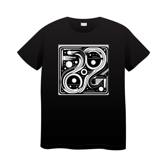 Bold Black T-Shirt with Abstract Art - 100% Cotton
