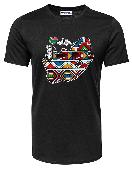 South Africa Map T-Shirts - Unisex - Ndebele fabric-Inspired - African Pride Collection