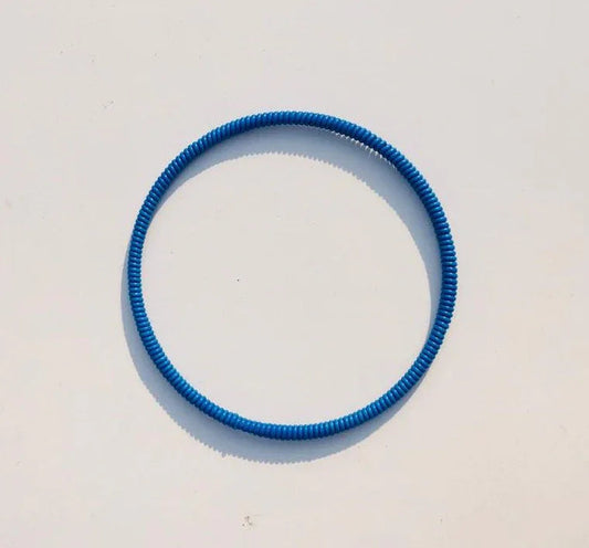 Venda Bangle in solid blue with plastic wrapping and aluminium core. Durable and perfect for stacking with other traditional South African bangles.