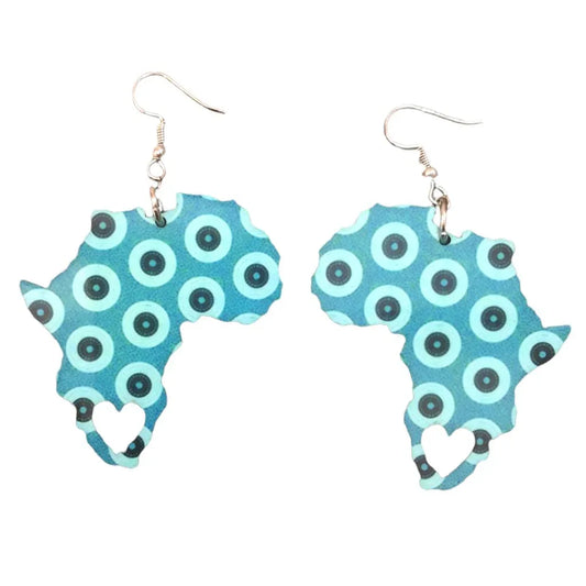 Africa Map Earrings -Original Shweshwe Fabric-Inspired - African Pride Collection