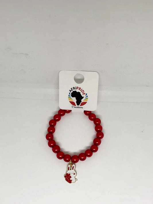 Kids & Teens Bracelet with a charm - Red - African Pride Collection