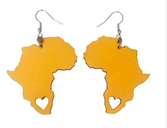 Africa Map Earrings - Solid Colours - African Pride Collection