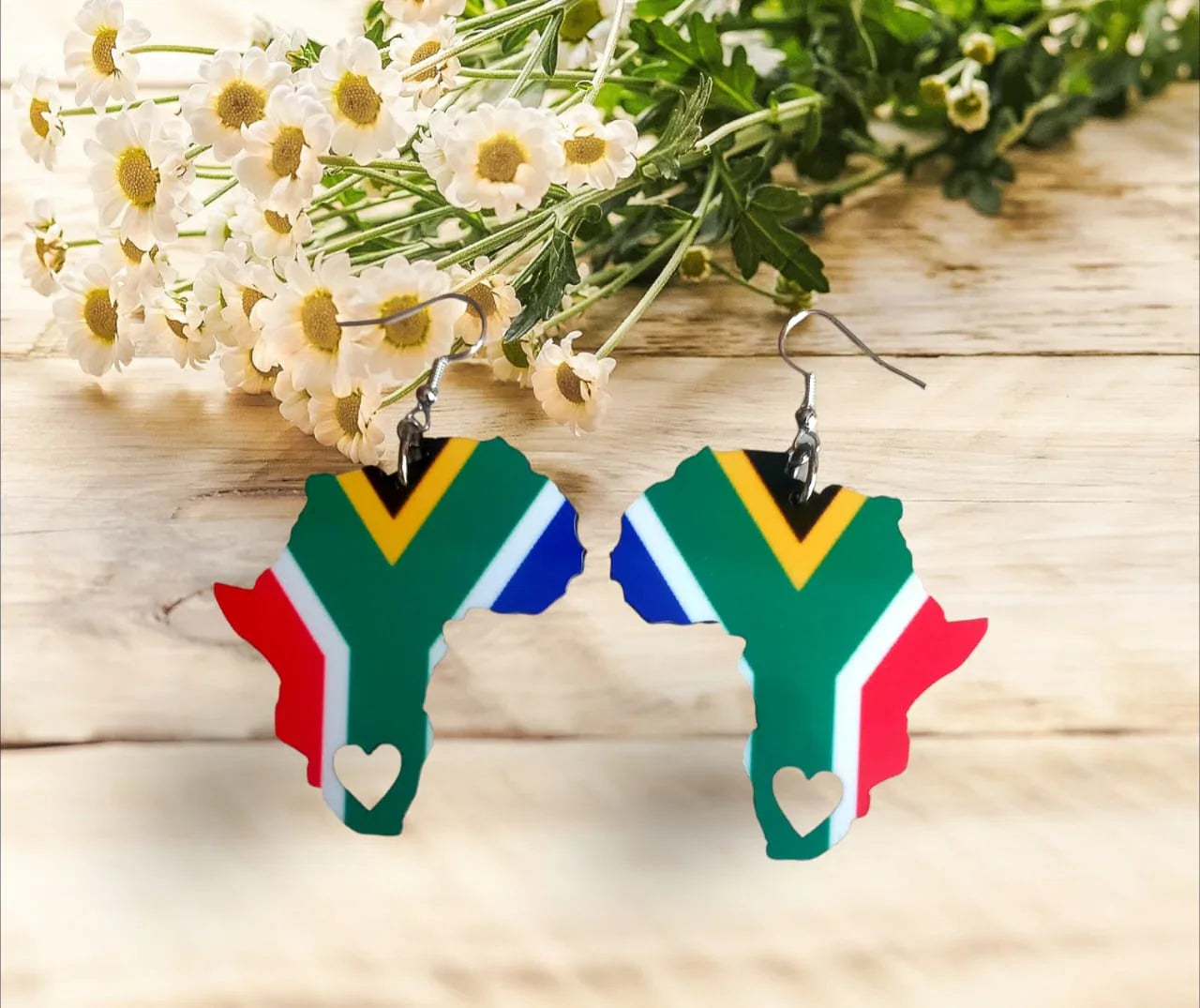 Africa Map Earrings - South African Flag-Inspired - African Pride Collection