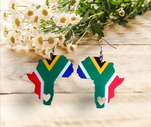 Africa Map Earrings - SA Flag-Inspired