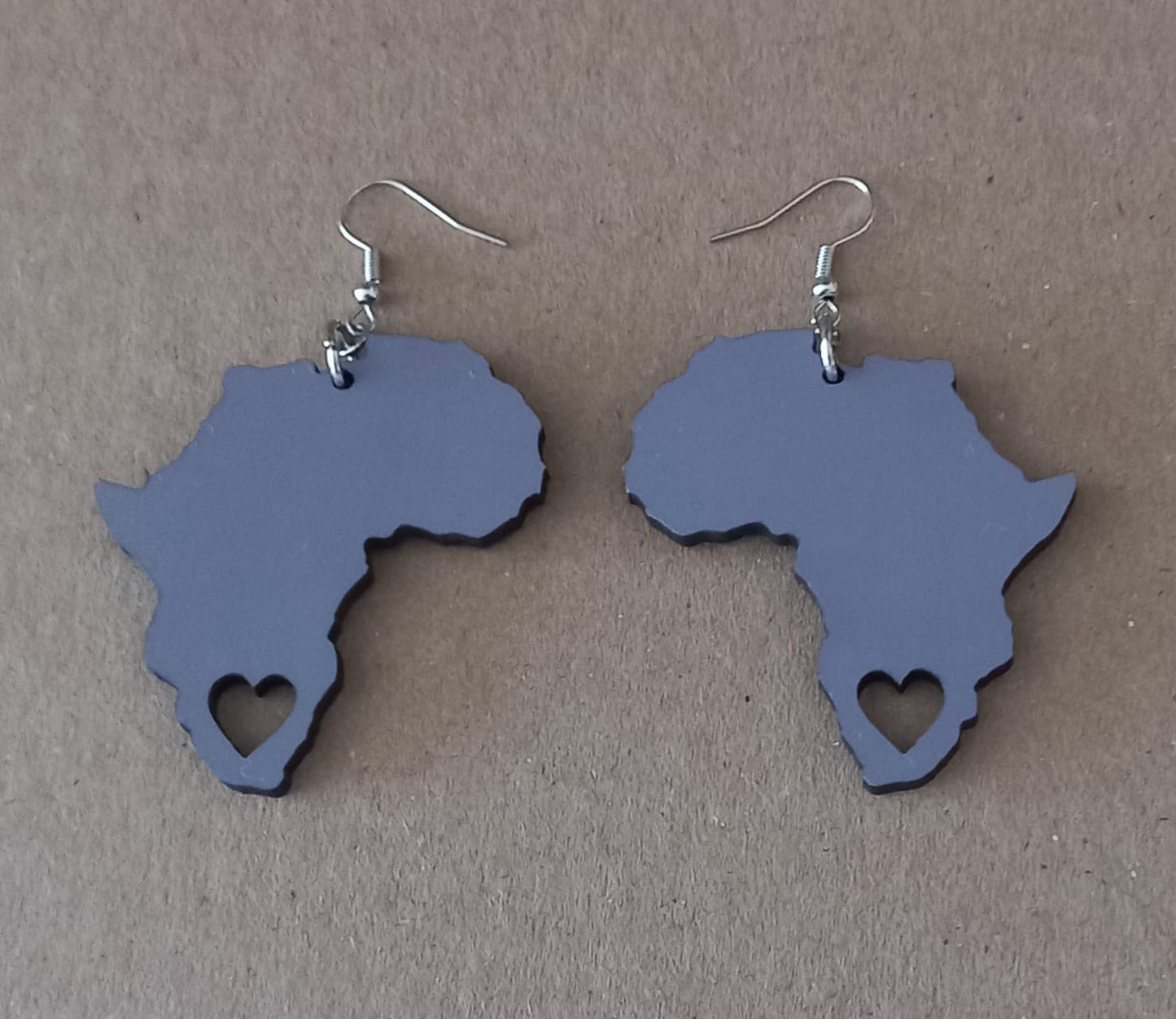 Africa Map Earrings - Solid Colours