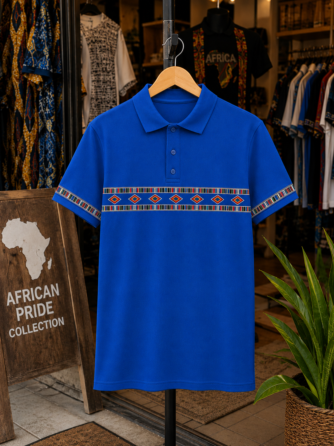 African Fabric Inspired Golf Shirt | DTF Printed | Heritage Collection