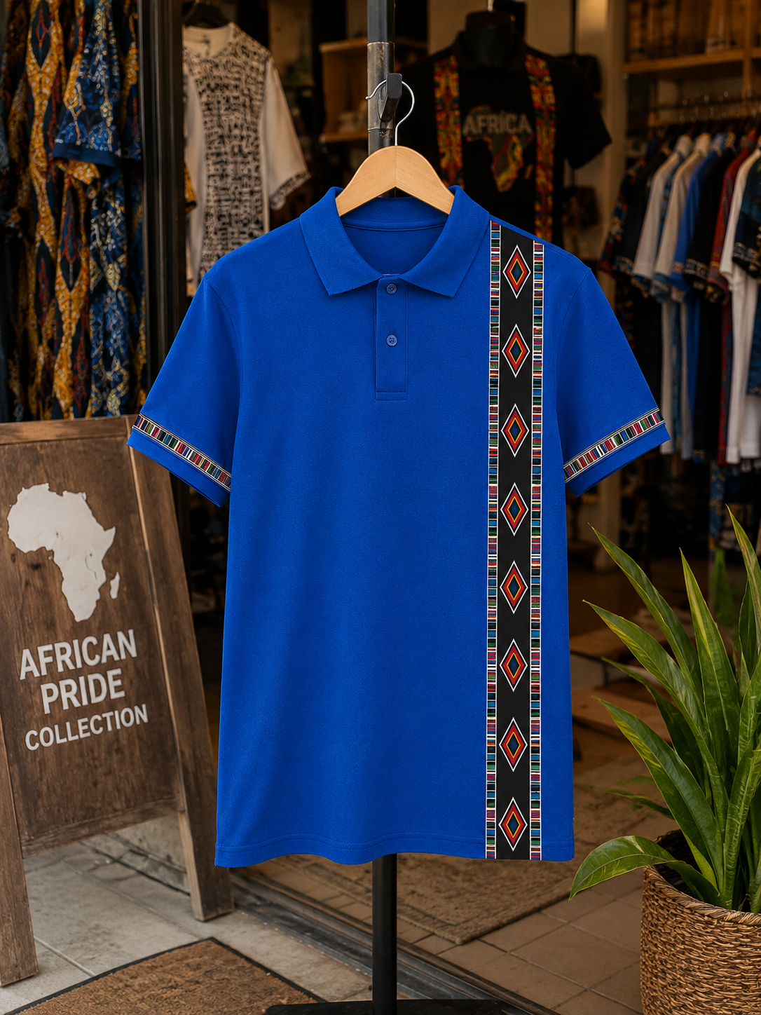 African Fabric Inspired Golf Shirt | DTF Printed | Heritage Collection