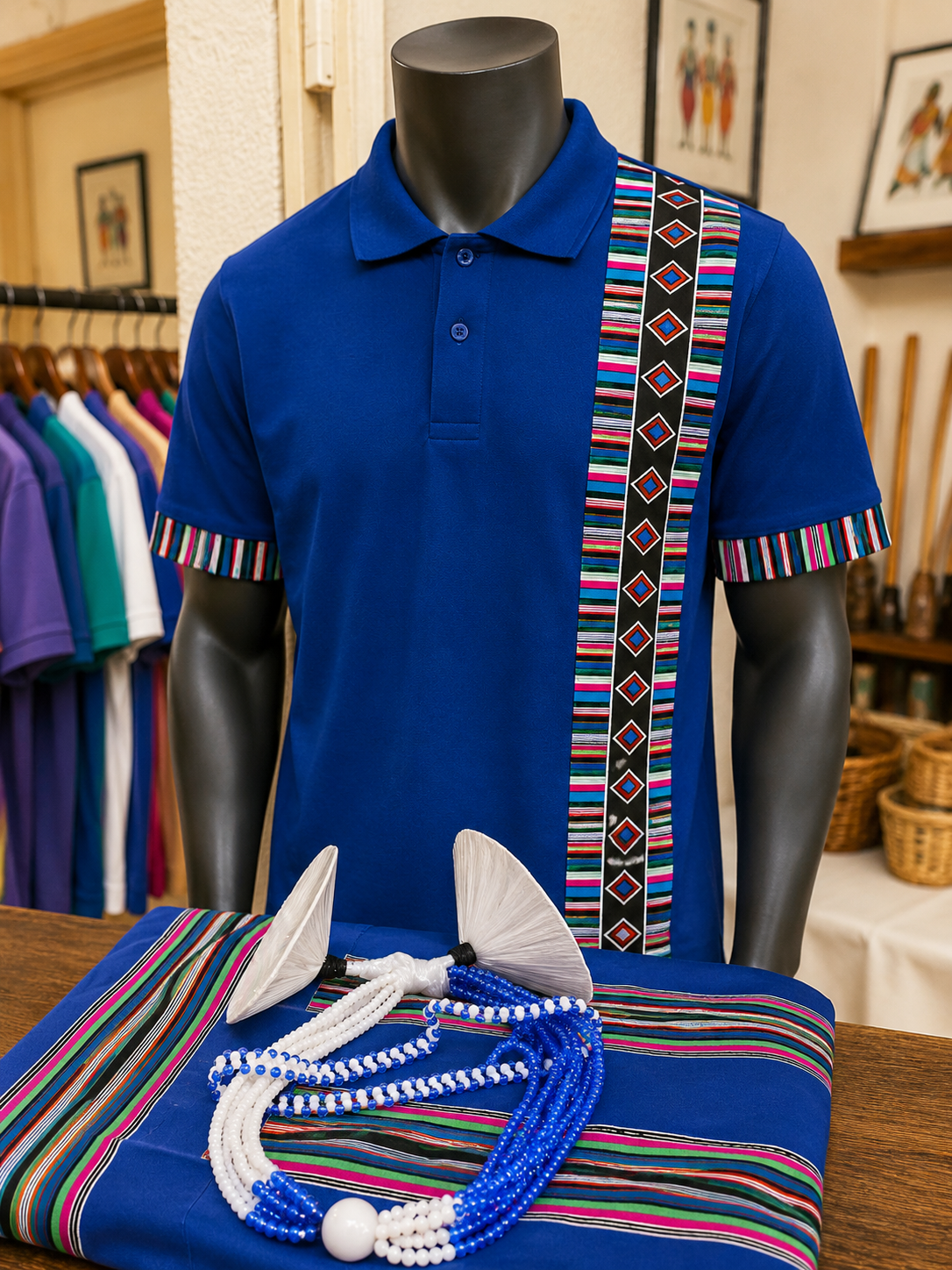 African Fabric Inspired Golf Shirt | DTF Printed | Heritage Collection