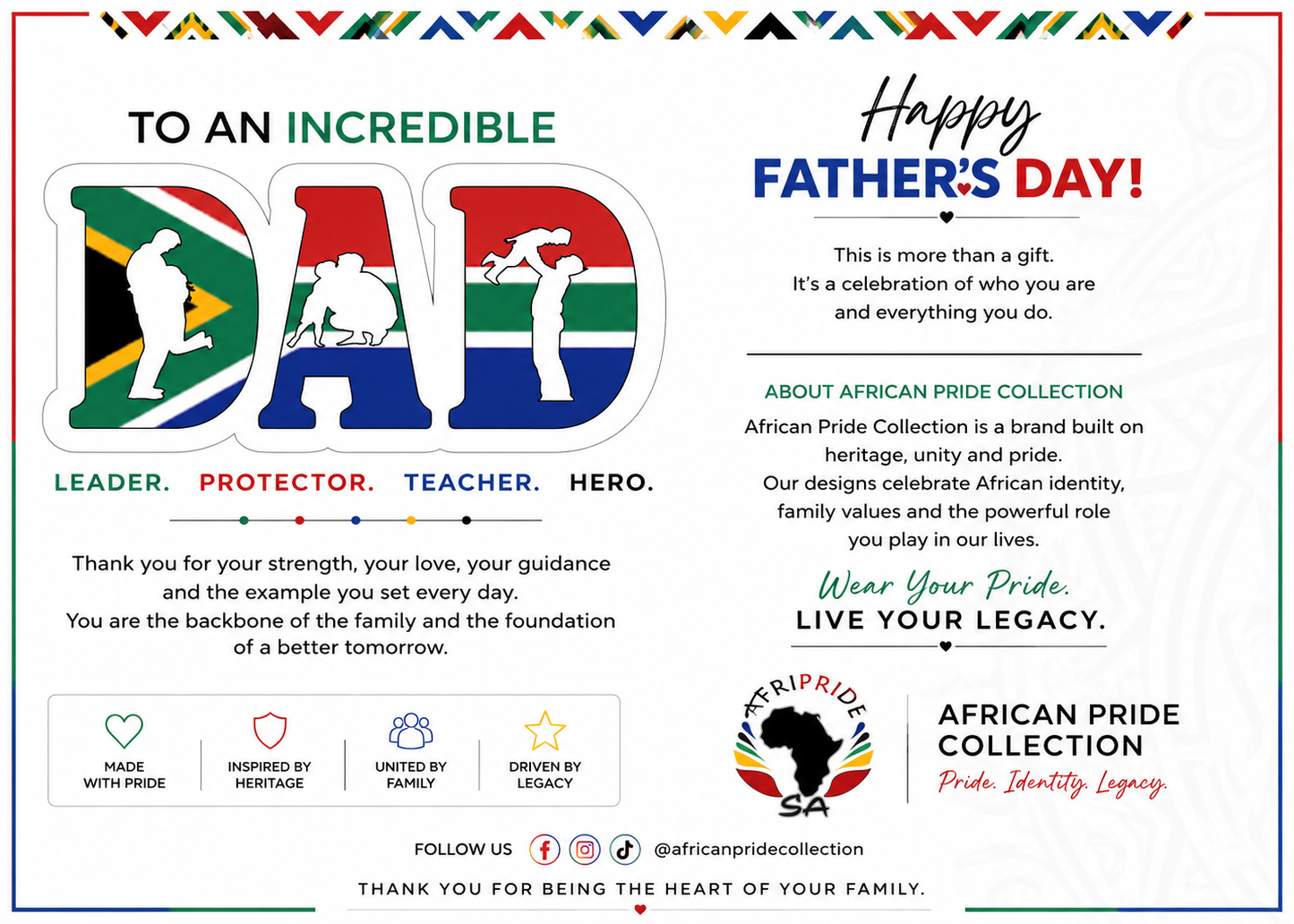 DAD South African Flag T-Shirt | Proudly South African Cotton Tee