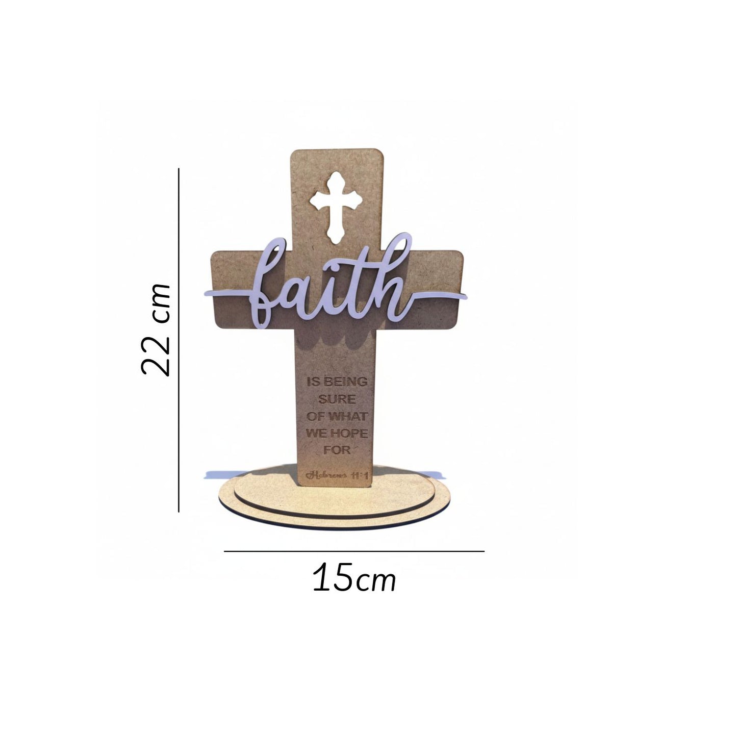 Wooden Christian Cross with “Faith” Inscription