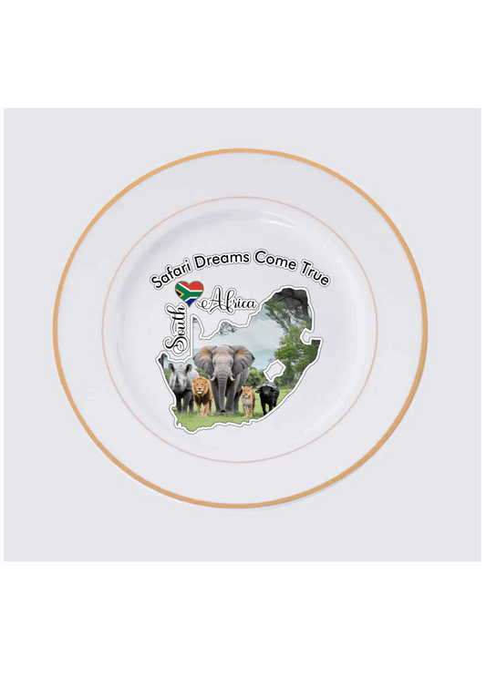 Ceramic Plate with Gold Rim - African Pride Collection