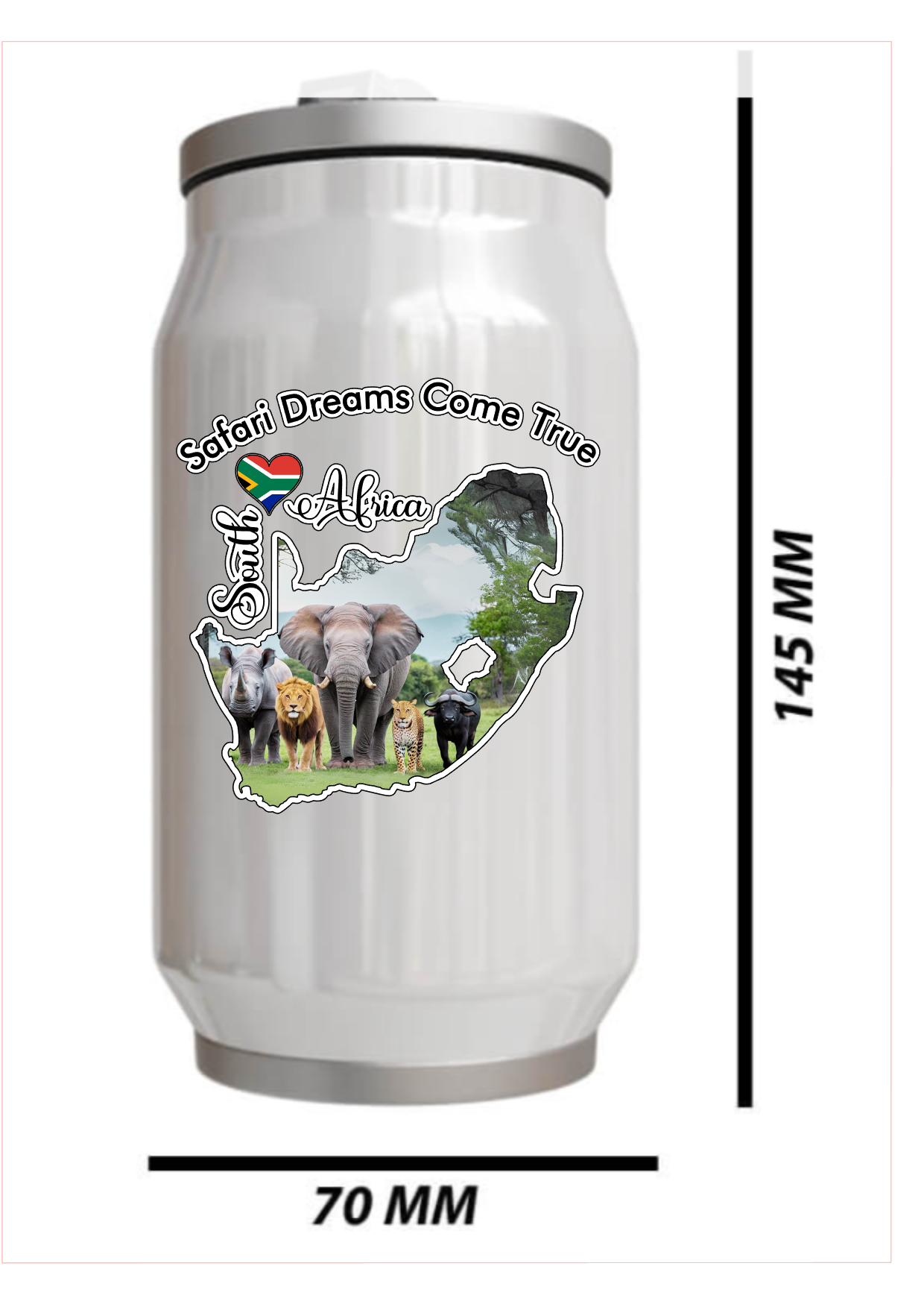 Double Wall Stainless Steel Can - 250mls with Big 5 Print