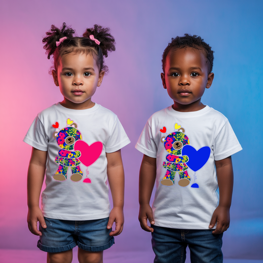 Kids TeddyBear and Heart T-shirt - XiTsonga Red