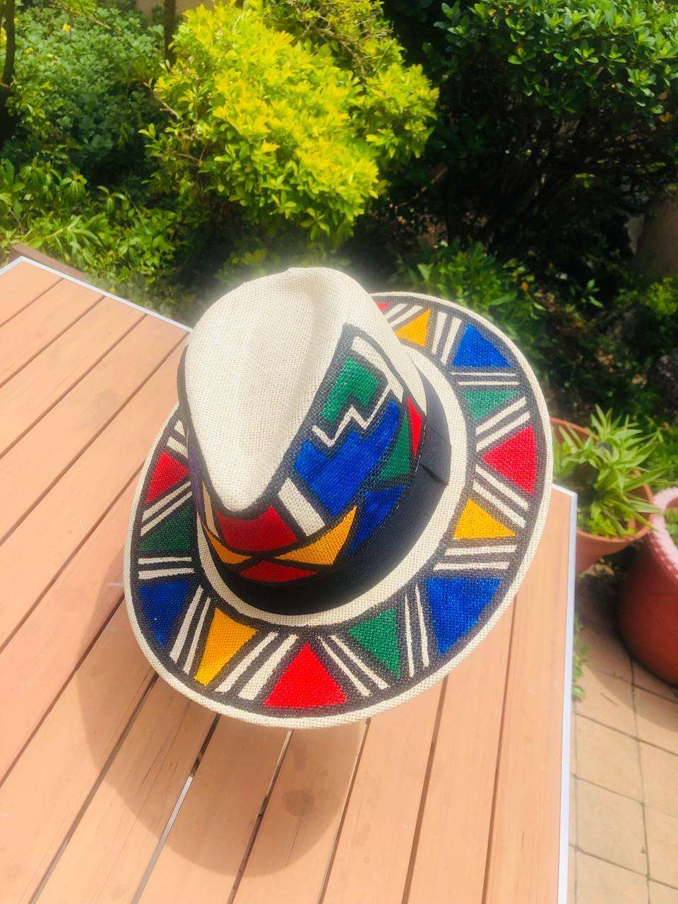 Panama Unisex Hat painted IsiNdebele Designs - African Pride Collection