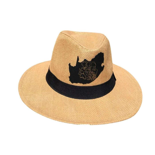 Panama Unisex Hat with the Big 5 engraved South African Map - African Pride Collection