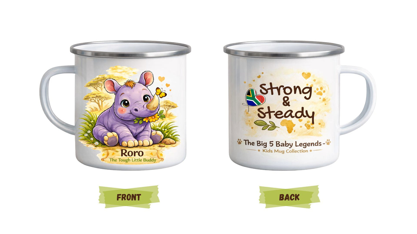 Big 5 Kids Enamel Mugs – African Safari Animal Mugs for Children