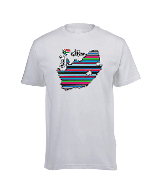 South Africa Map T-Shirts - Unisex - Venda Fabric-Inspired - African Pride Collection