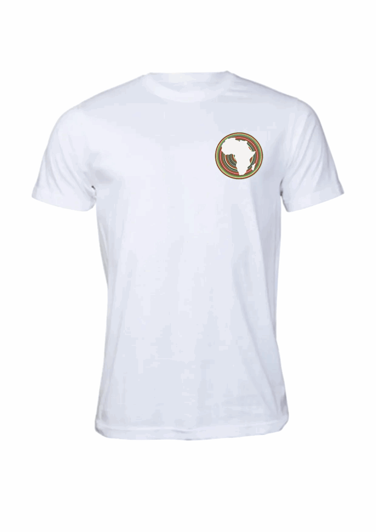 T-Shirt - Unisex - Pocket Africa Map & Circular Stripes - African Pride Collection