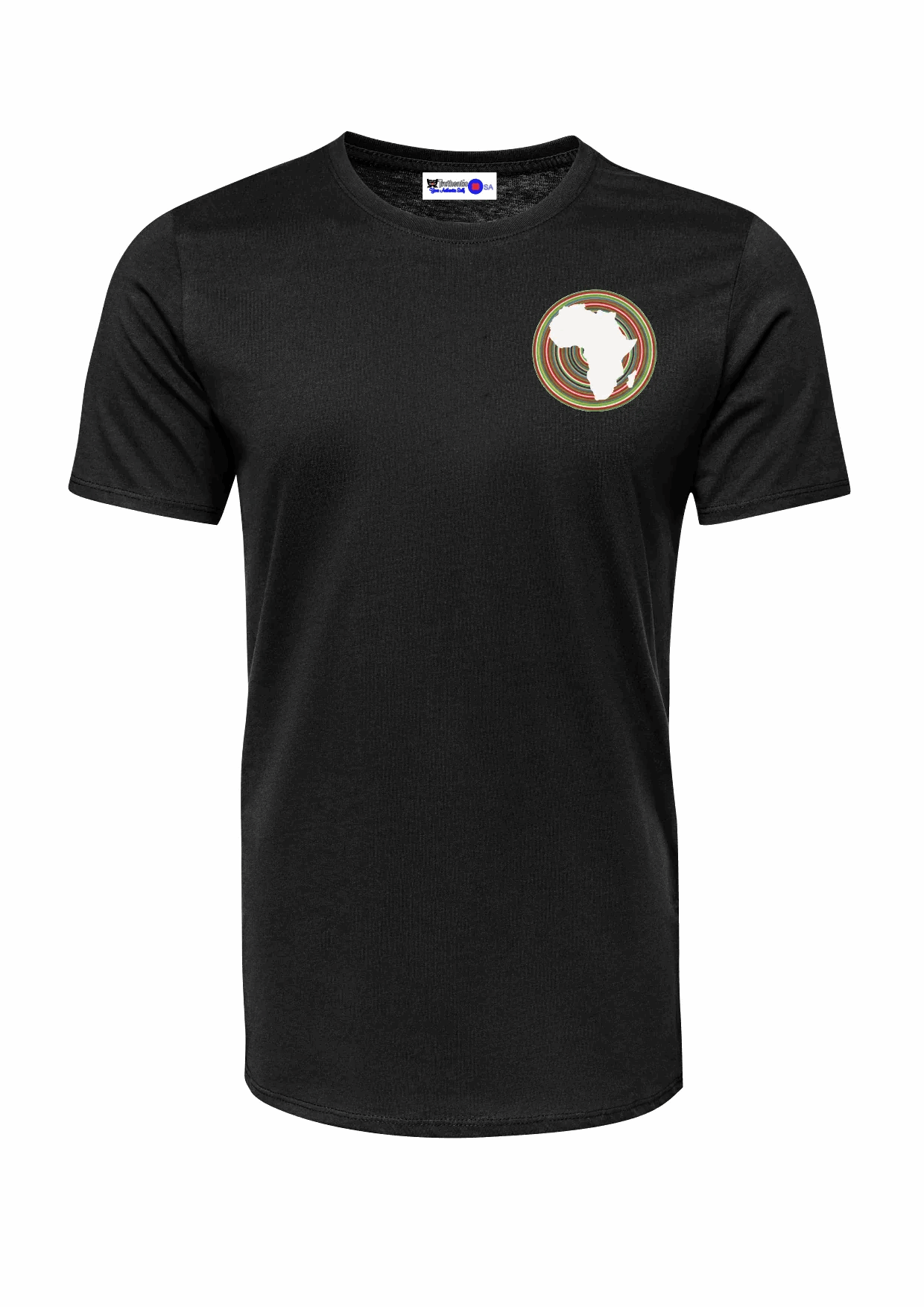 T-Shirt - Unisex - Pocket Africa Map & Circular Stripes - African Pride Collection