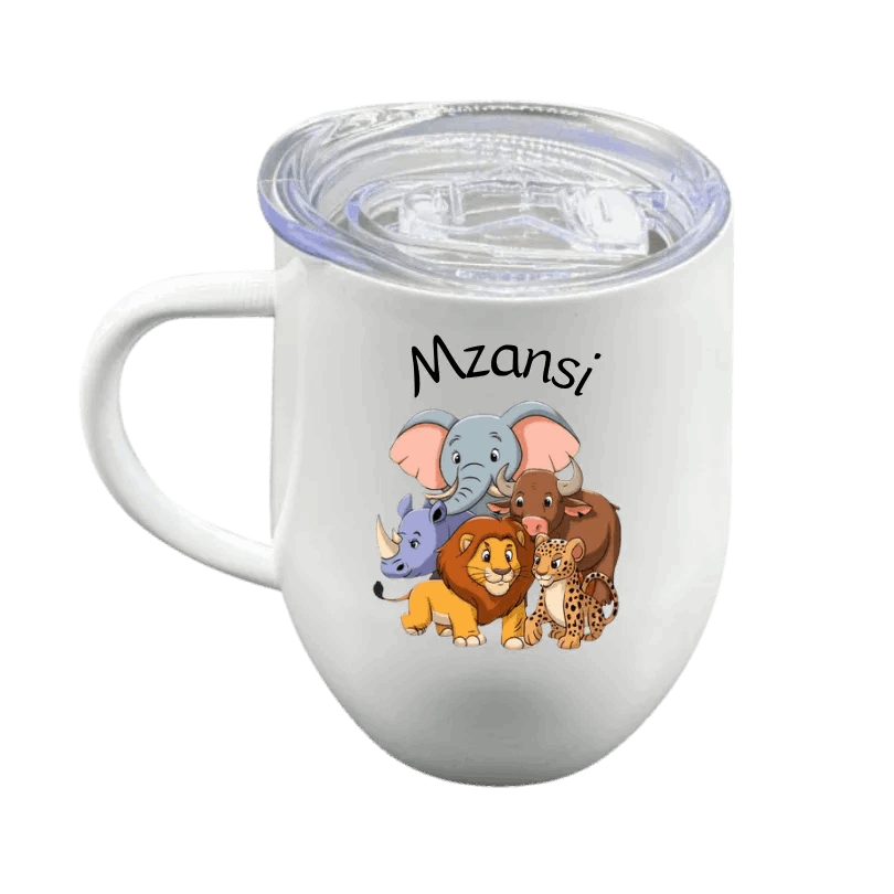 Heritage Coffee Mug – Stainless Steel with Big 5 Design (12oz/355ml) - African Pride Collection