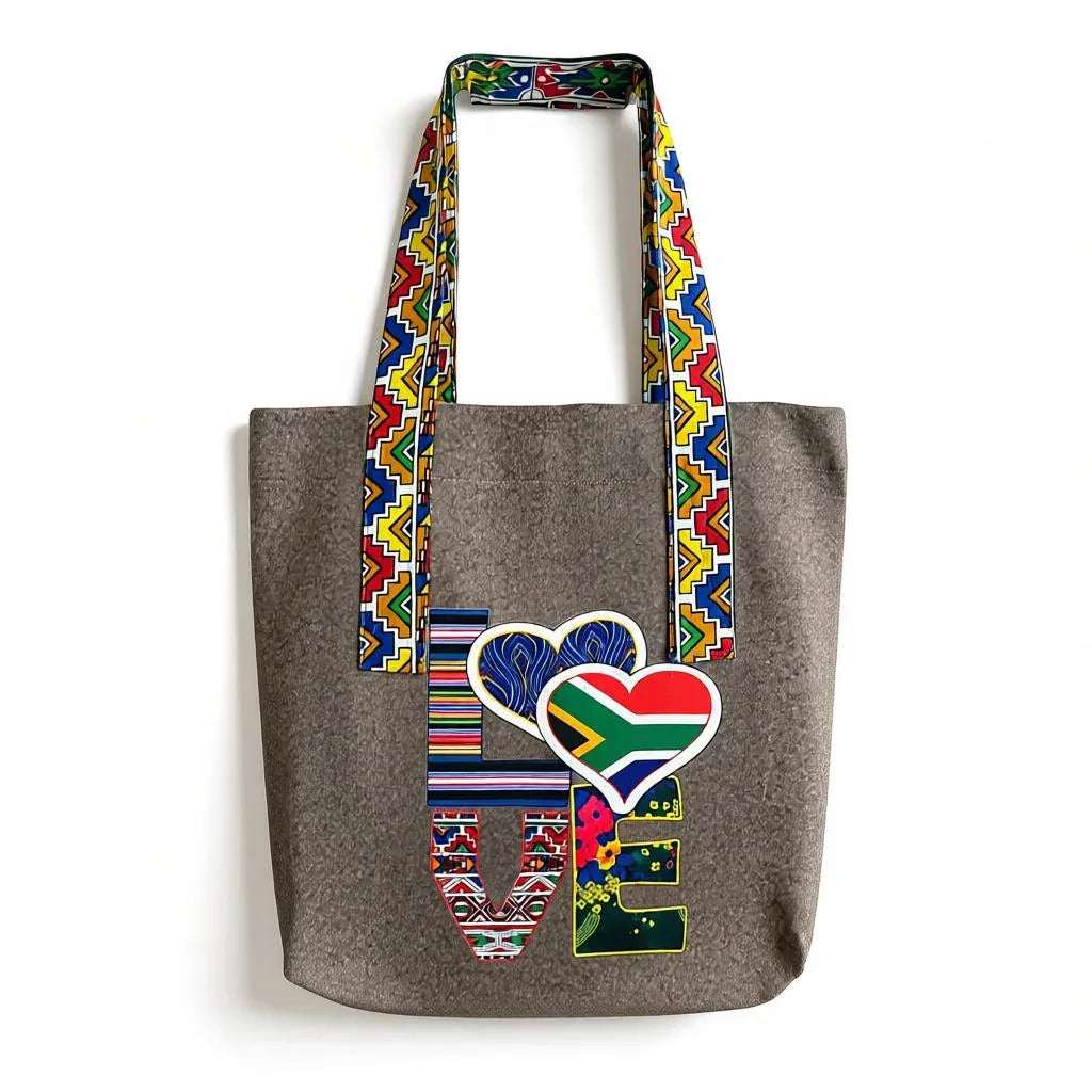 South African Fabric-Inspired Felt Tote Bag - African Pride Collection