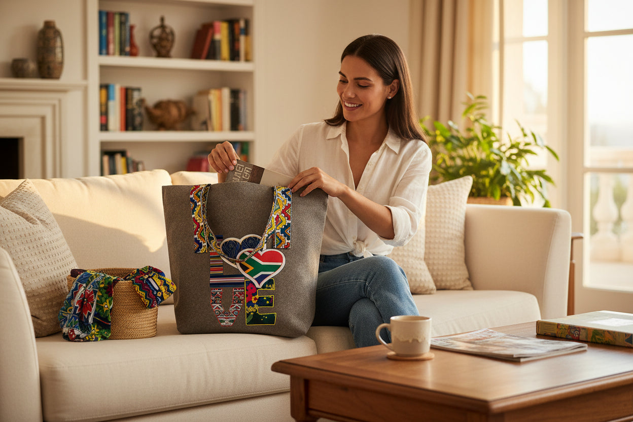 South African Inspired Felt Tote Bag
