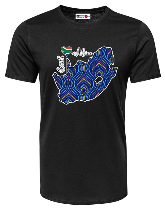 South Africa Map T-Shirts - Unisex - Shweshwe