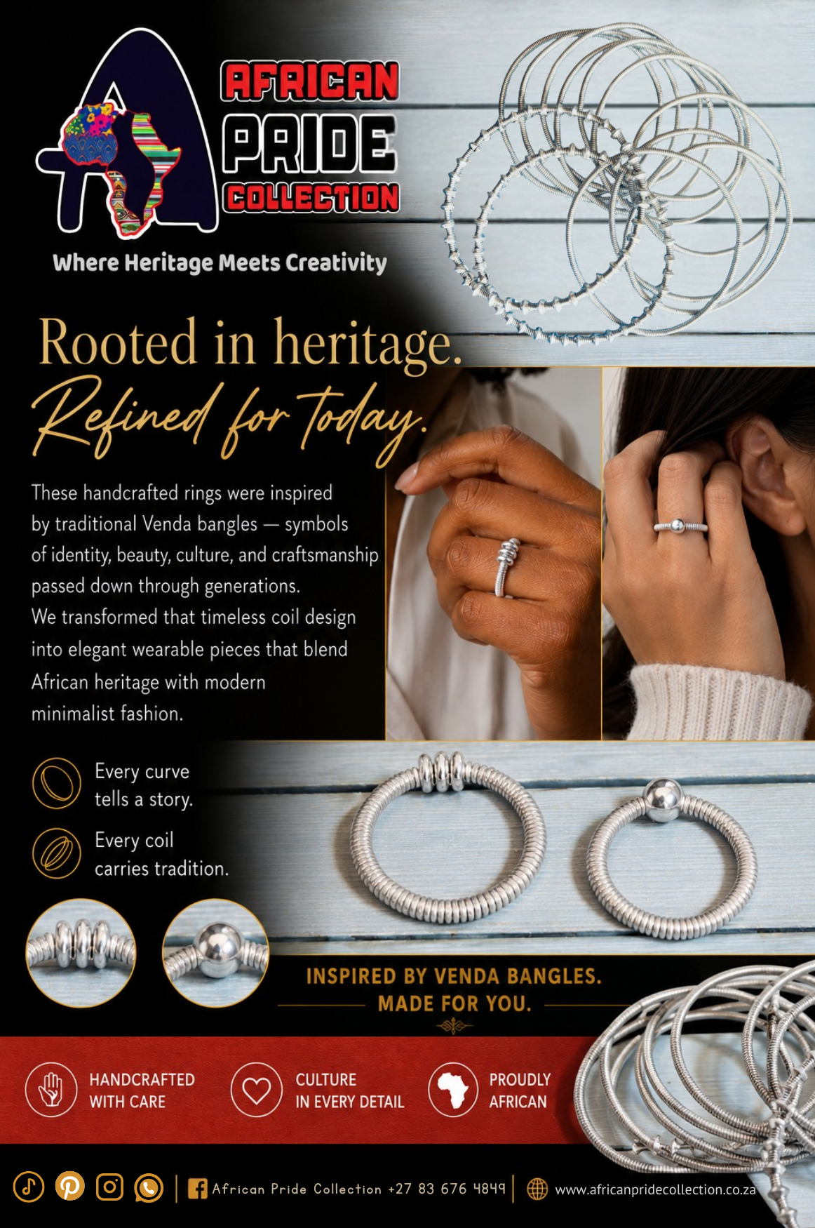 Venda Bangles Inspired Rings - Silver