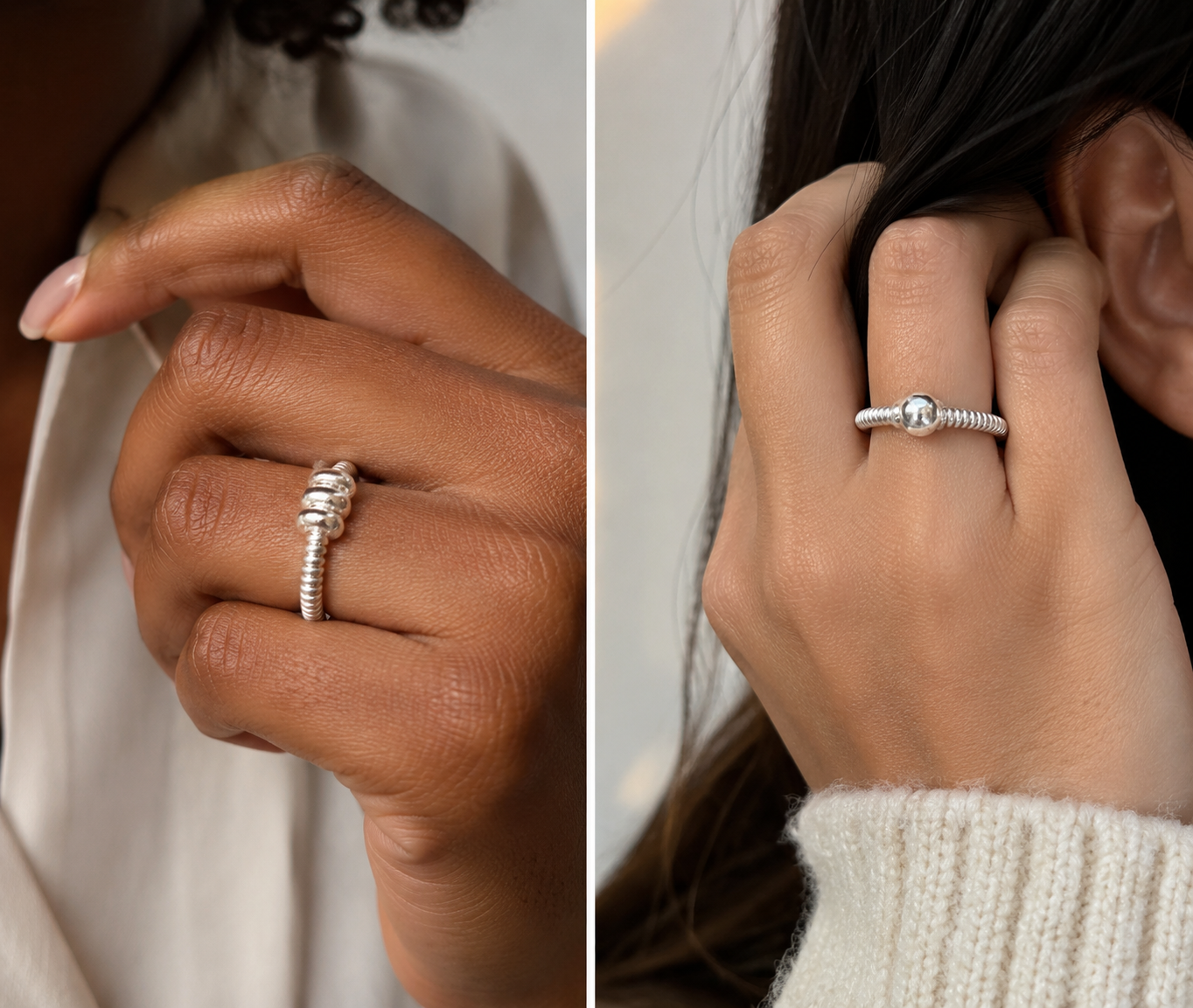 Venda Bangles Inspired Rings - Silver