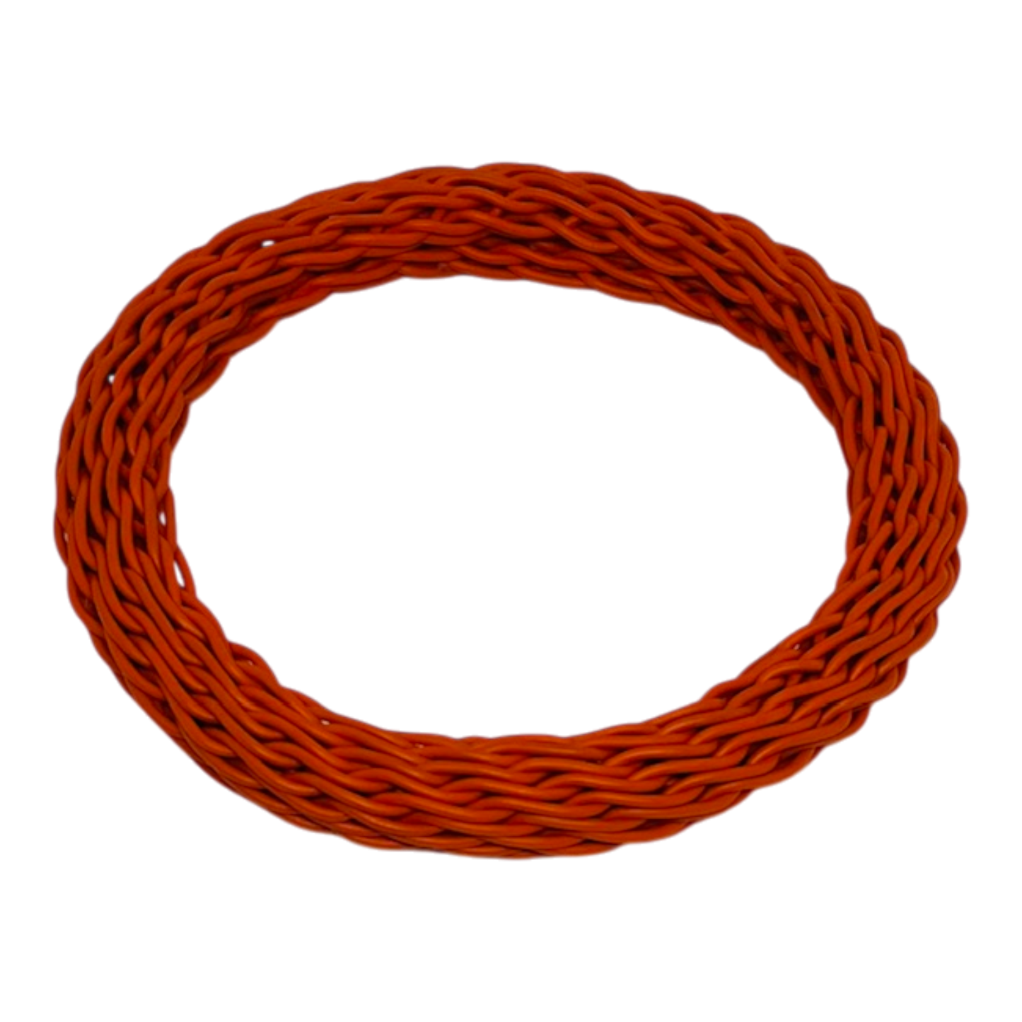 Coiled red cable on a white background