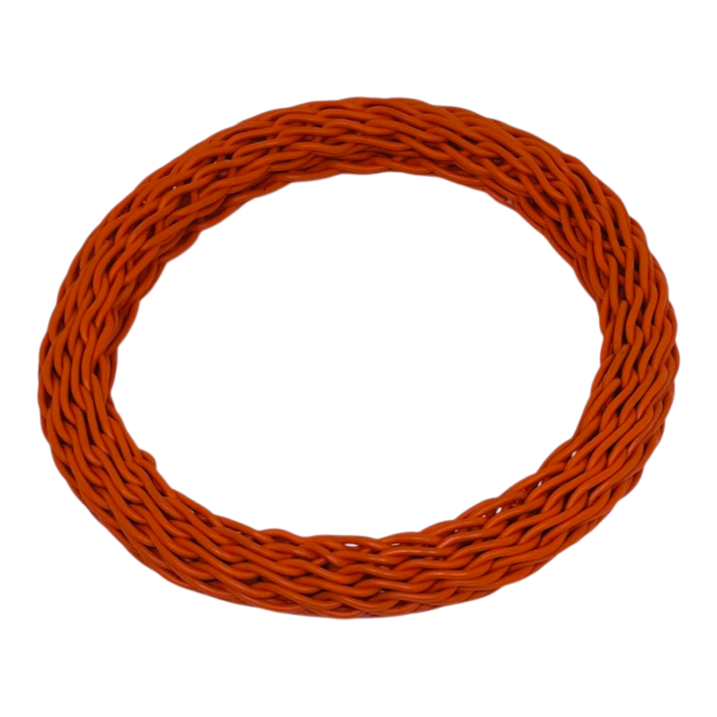 Coiled orange cable on a white background