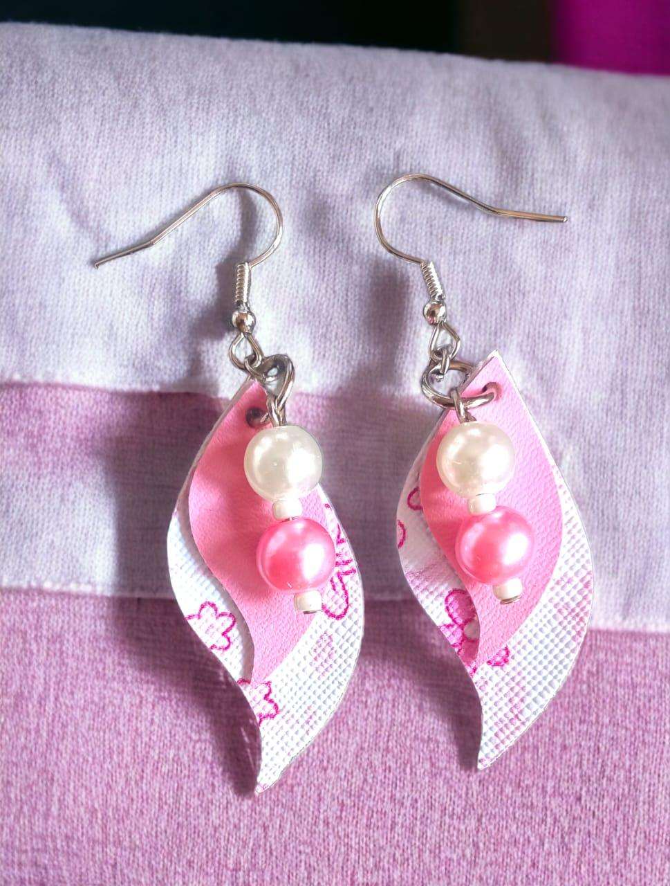 Pink Leatherette Earrings - African Pride Collection