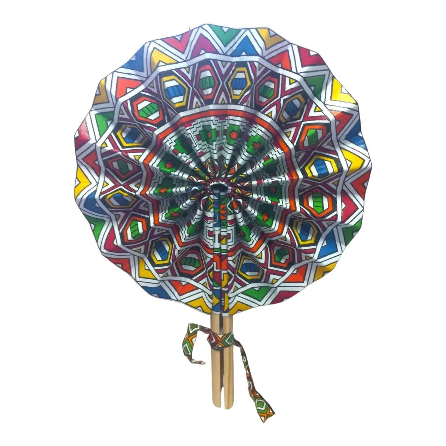 Vhutambo Handmade Foldable African Fabric Fan with Wooden Handles - African Pride Collection